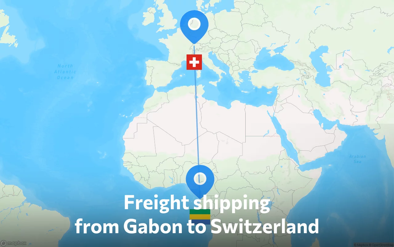 Shipping route from Gabon to Switzerland
