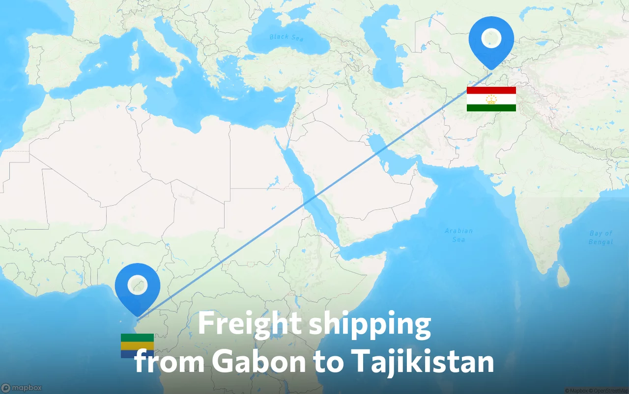Shipping route from Gabon to Tajikistan