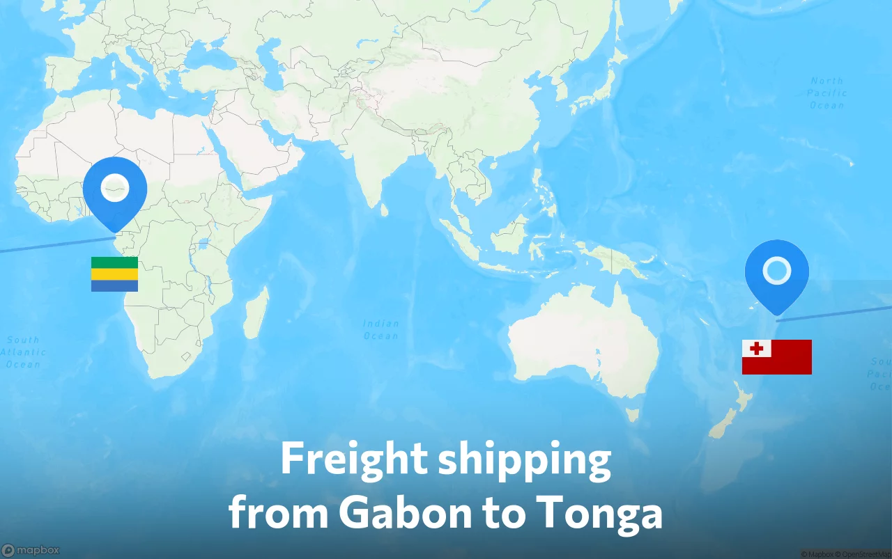 Shipping route from Gabon to Tonga