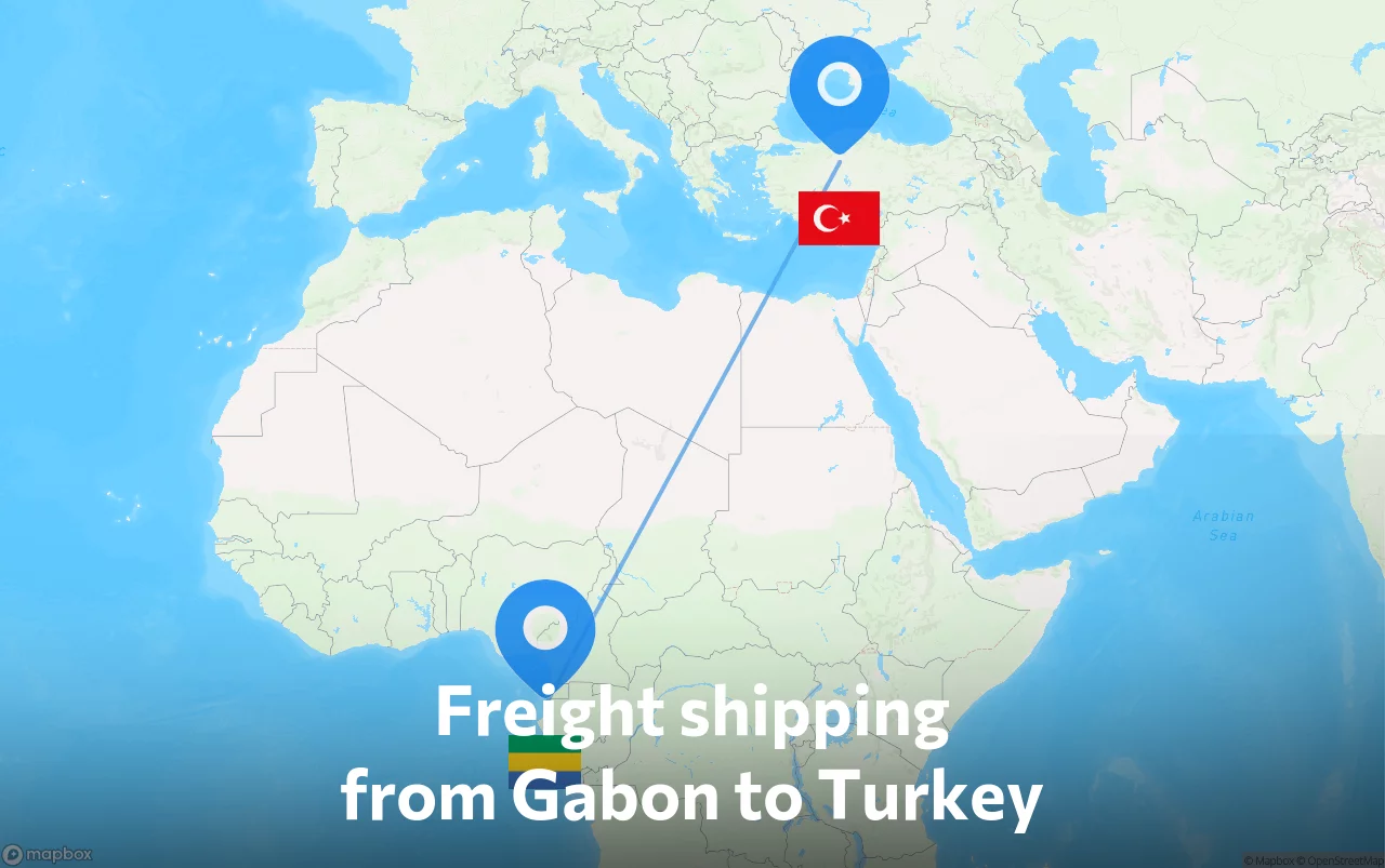 Shipping route from Gabon to Turkey