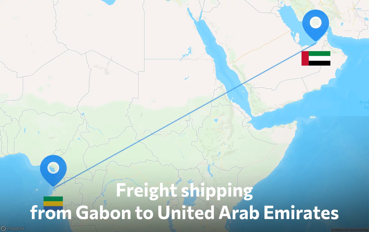 Shipping route from Gabon to United Arab Emirates