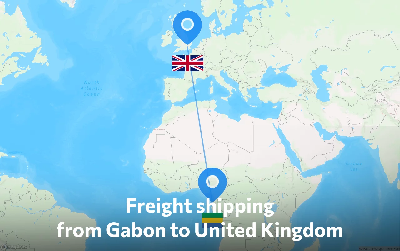 Shipping route from Gabon to United Kingdom