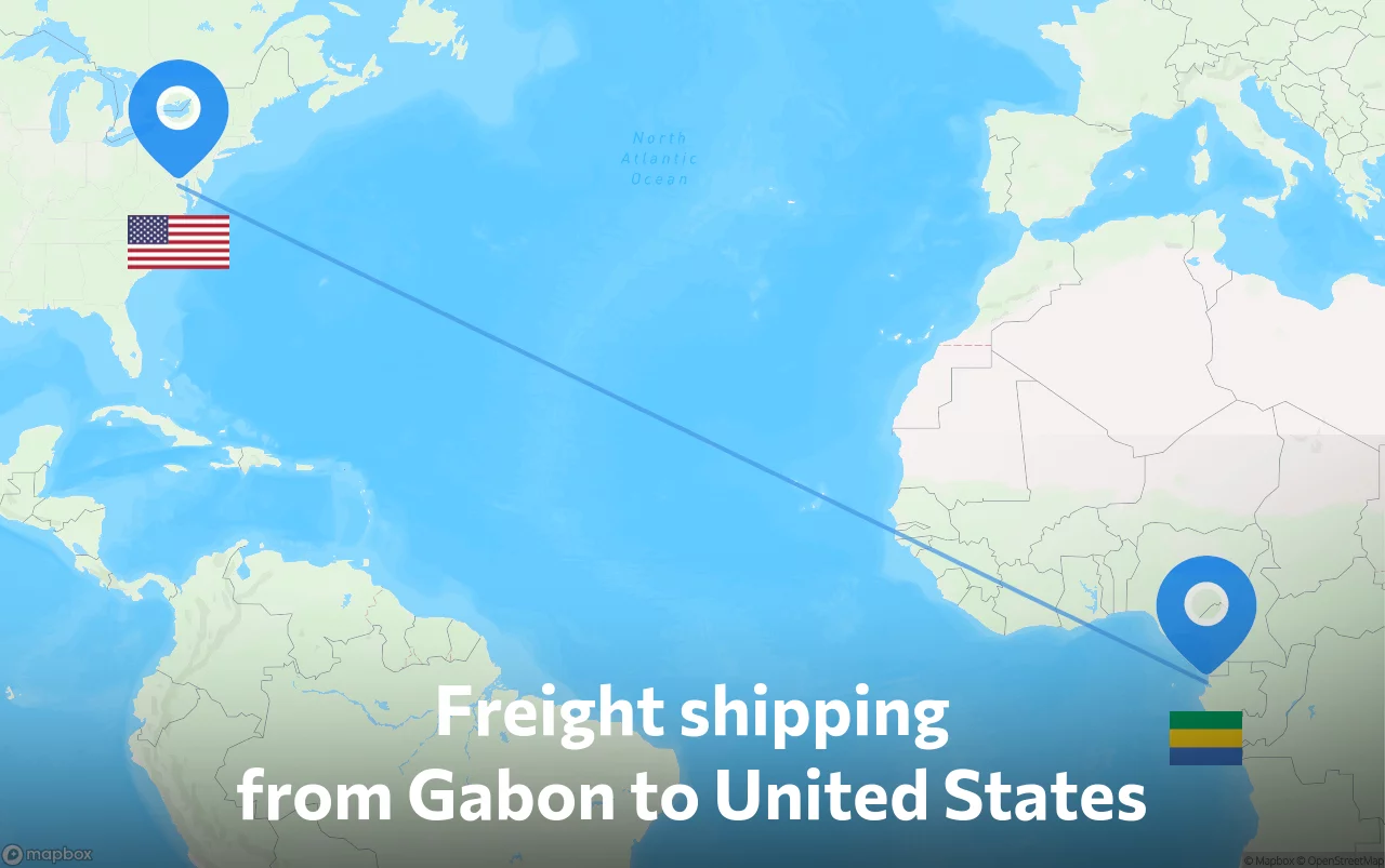 Shipping route from Gabon to United States