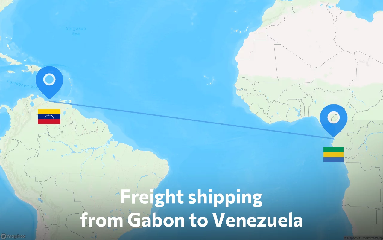 Shipping route from Gabon to Venezuela