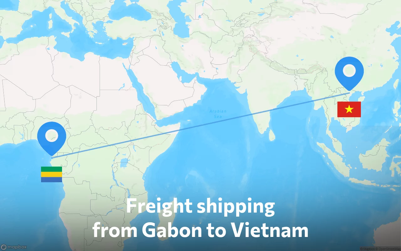 Shipping route from Gabon to Vietnam