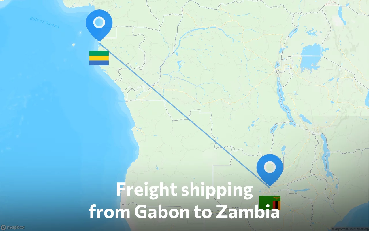 Shipping route from Gabon to Zambia