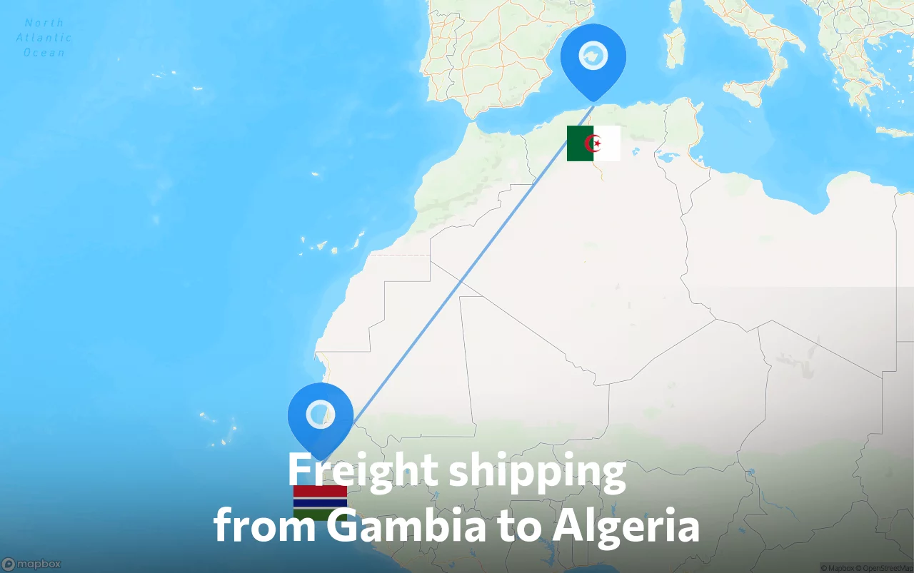 Shipping route from Gambia to Algeria