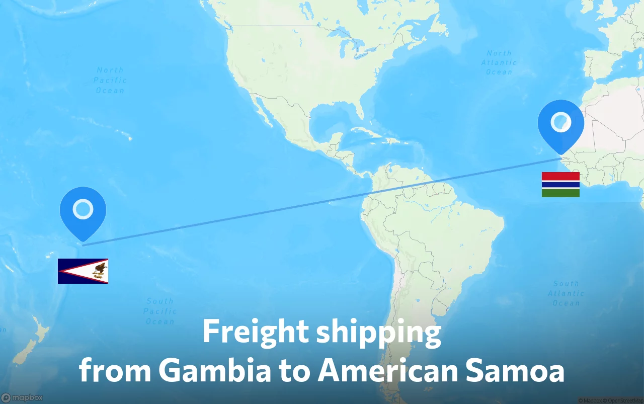 Shipping route from Gambia to American Samoa