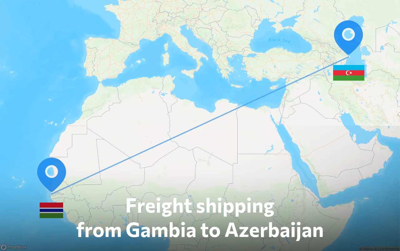 Shipping route from Gambia to Azerbaijan