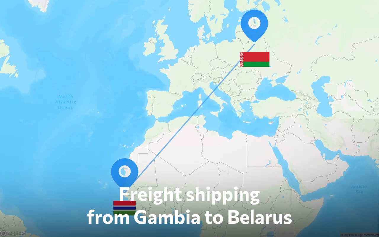 Shipping route from Gambia to Belarus