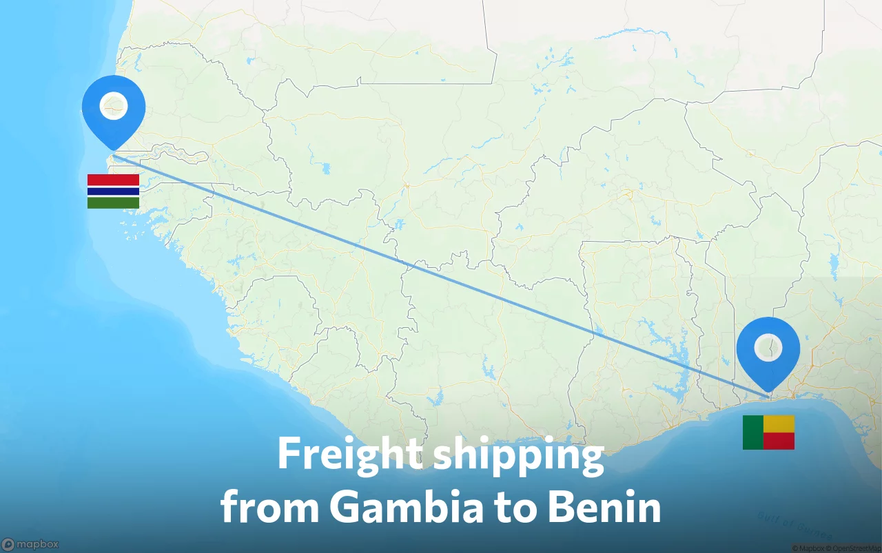 Shipping route from Gambia to Benin