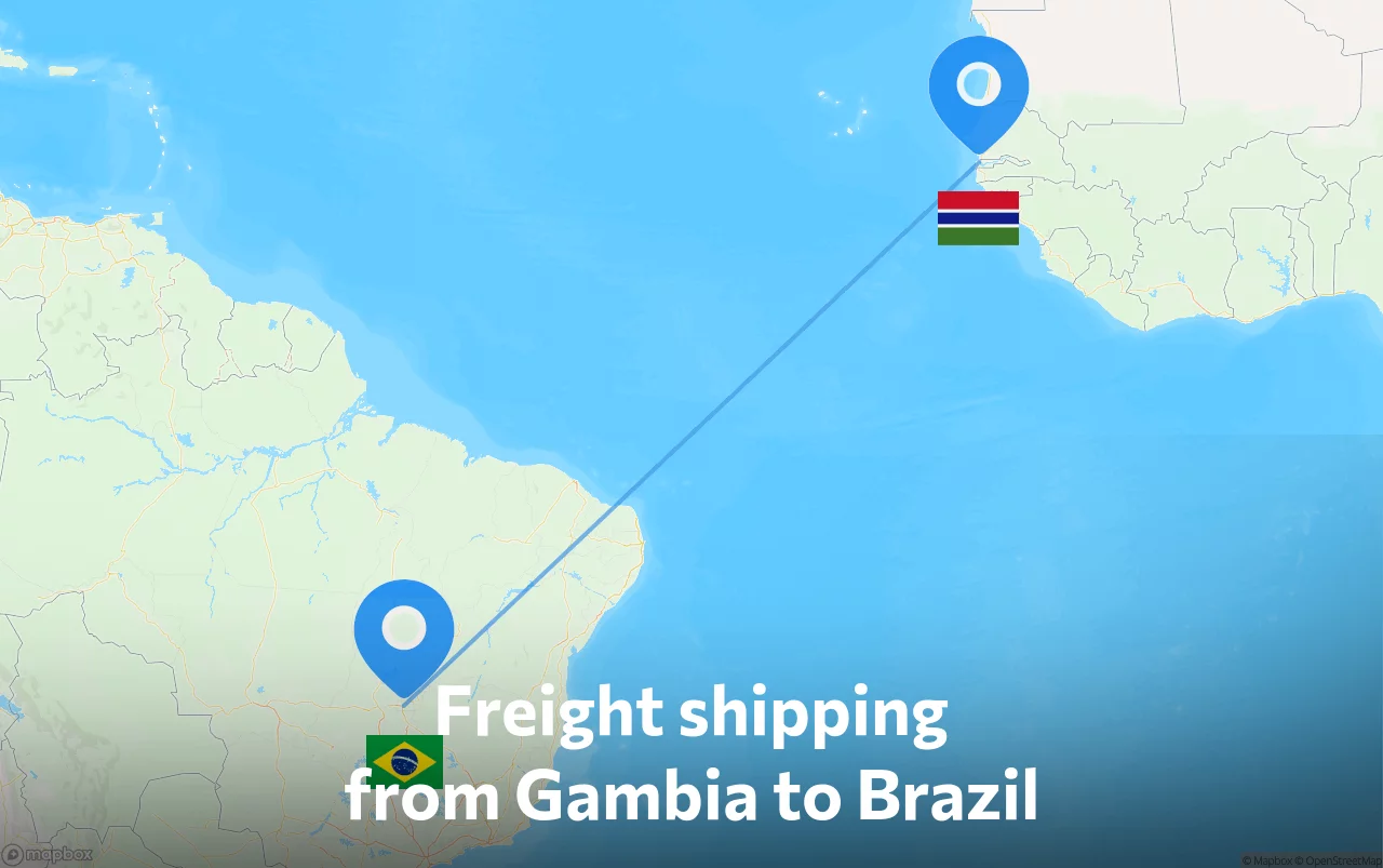 Shipping route from Gambia to Brazil