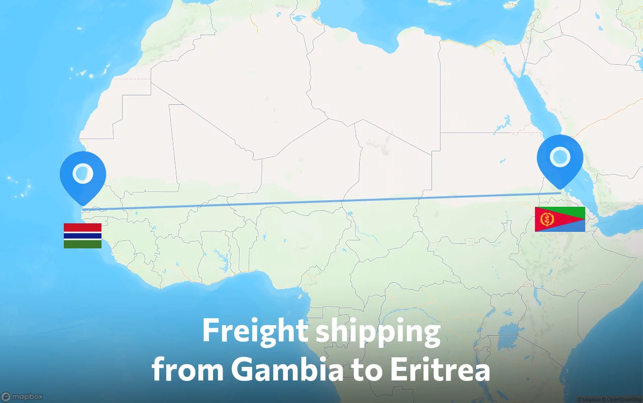 Shipping route from Gambia to Eritrea