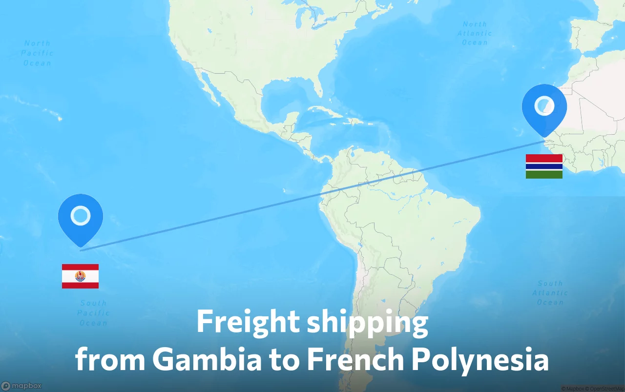 Shipping route from Gambia to French Polynesia