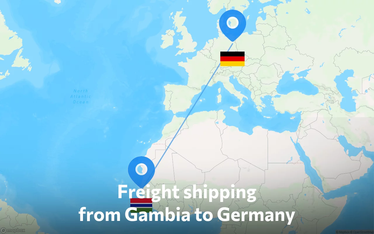 Shipping route from Gambia to Germany