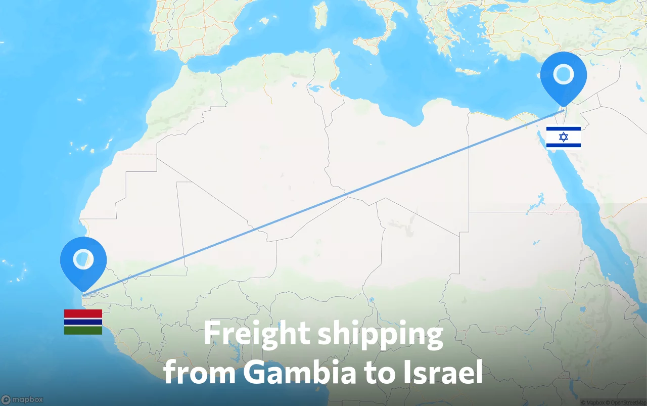 Shipping route from Gambia to Israel