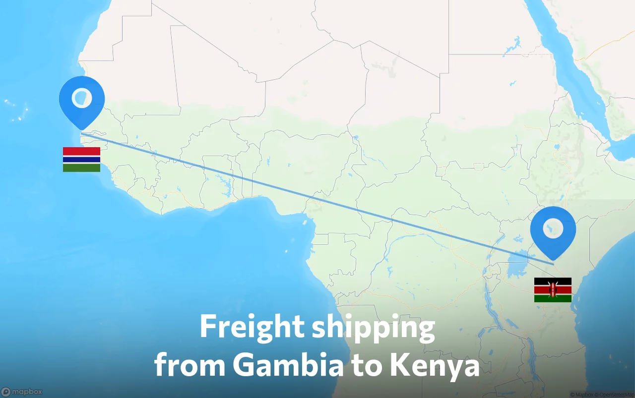Shipping route from Gambia to Kenya