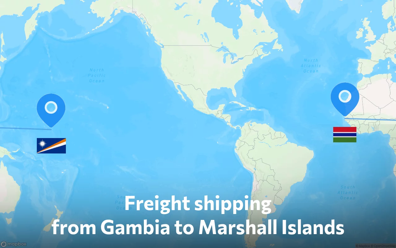 Shipping route from Gambia to Marshall Islands