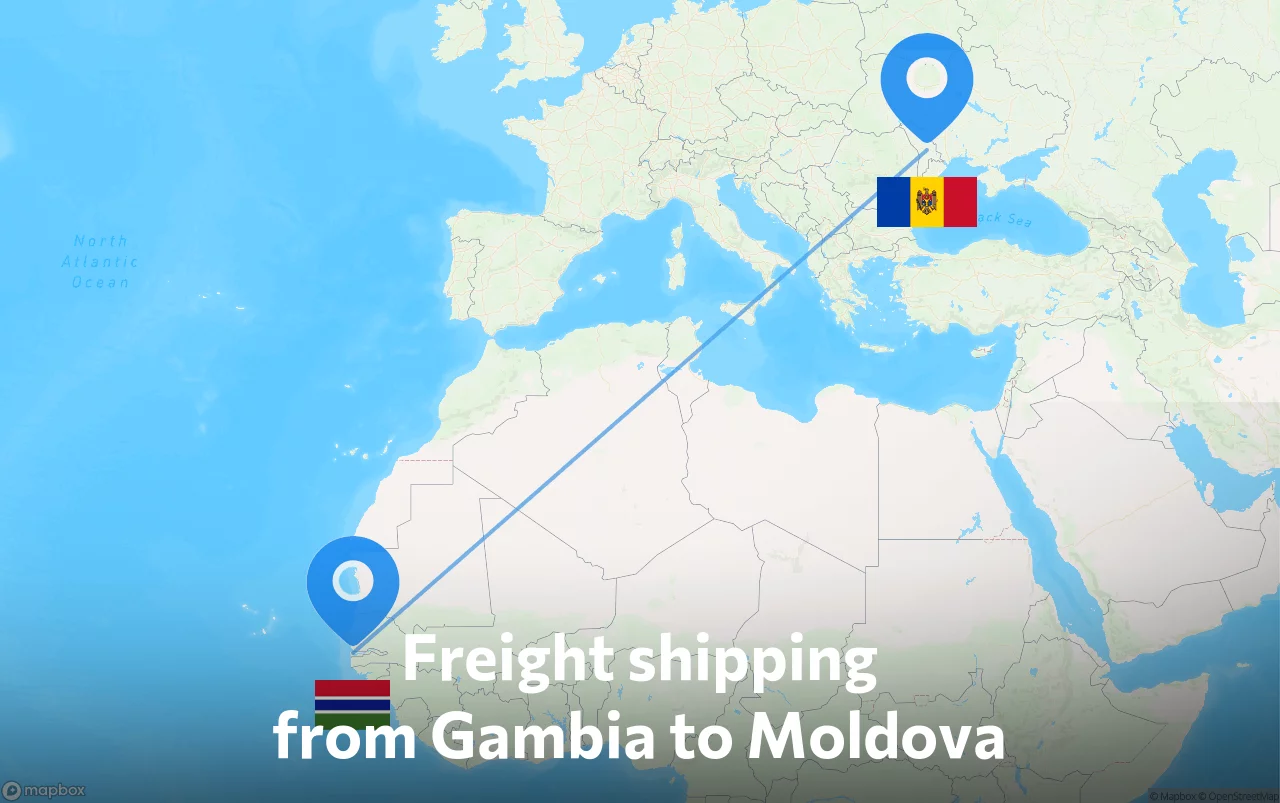 Shipping route from Gambia to Moldova