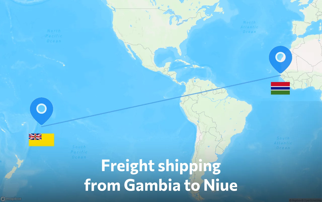 Shipping route from Gambia to Niue