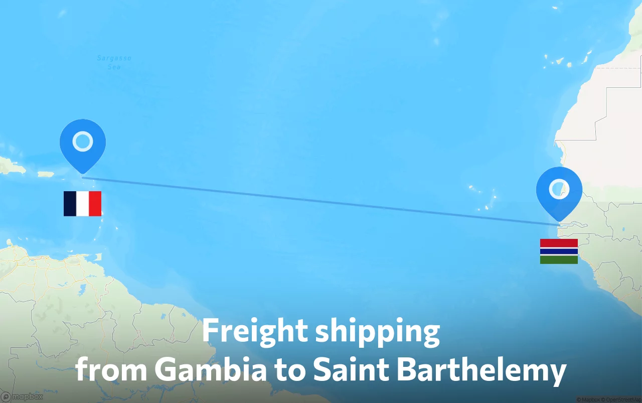 Shipping route from Gambia to Saint Barthelemy