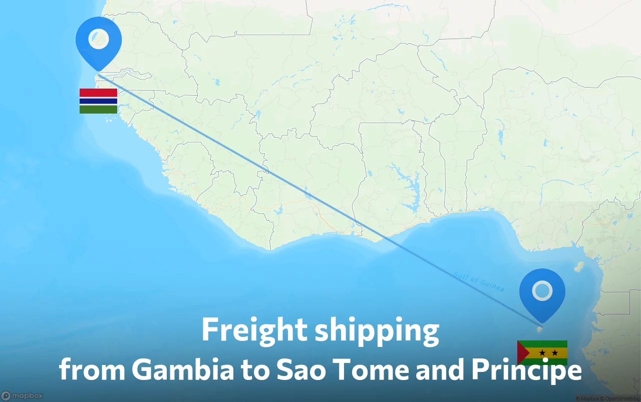 Shipping route from Gambia to Sao Tome and Principe