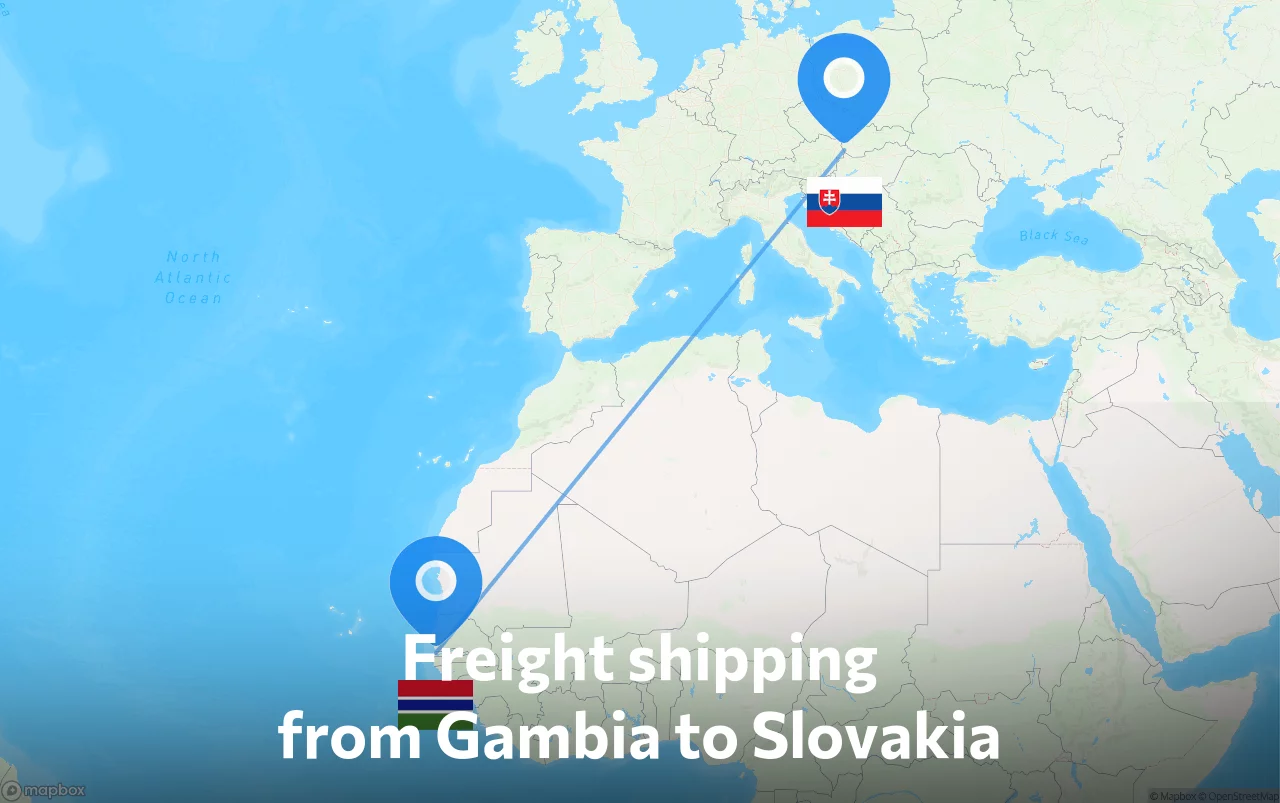 Shipping route from Gambia to Slovakia