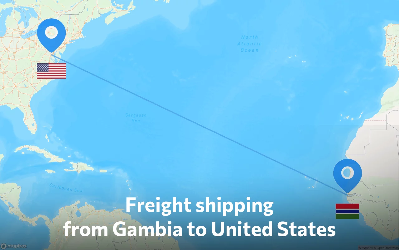 Shipping route from Gambia to United States
