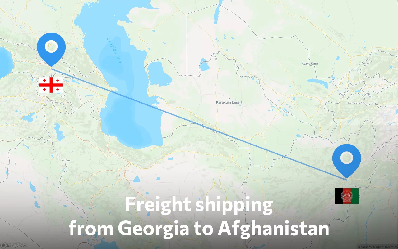 Shipping route from Georgia to Afghanistan