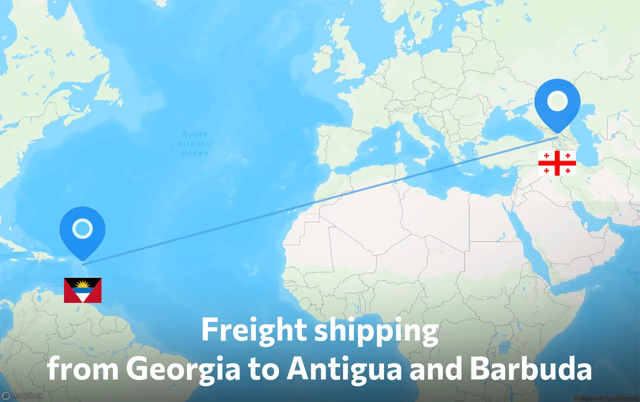Shipping route from Georgia to Antigua and Barbuda
