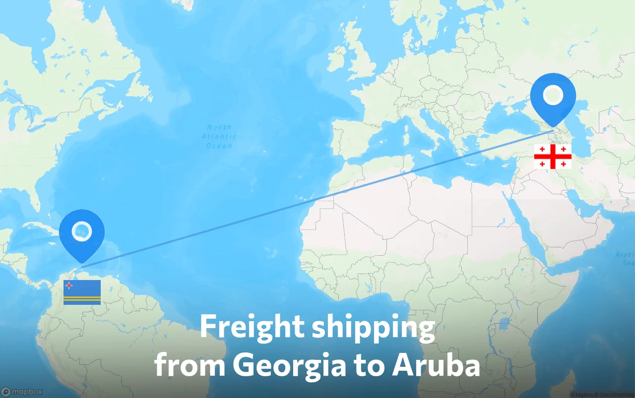 Shipping route from Georgia to Aruba