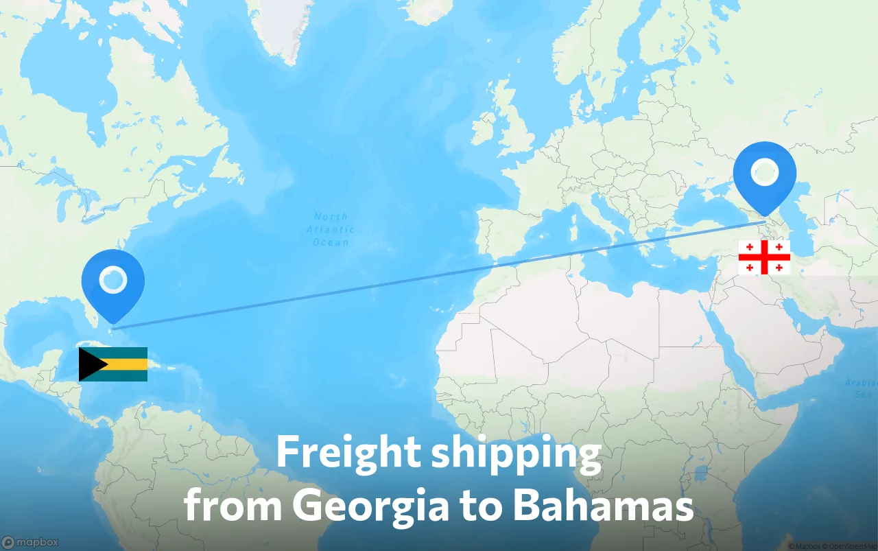 Shipping route from Georgia to Bahamas
