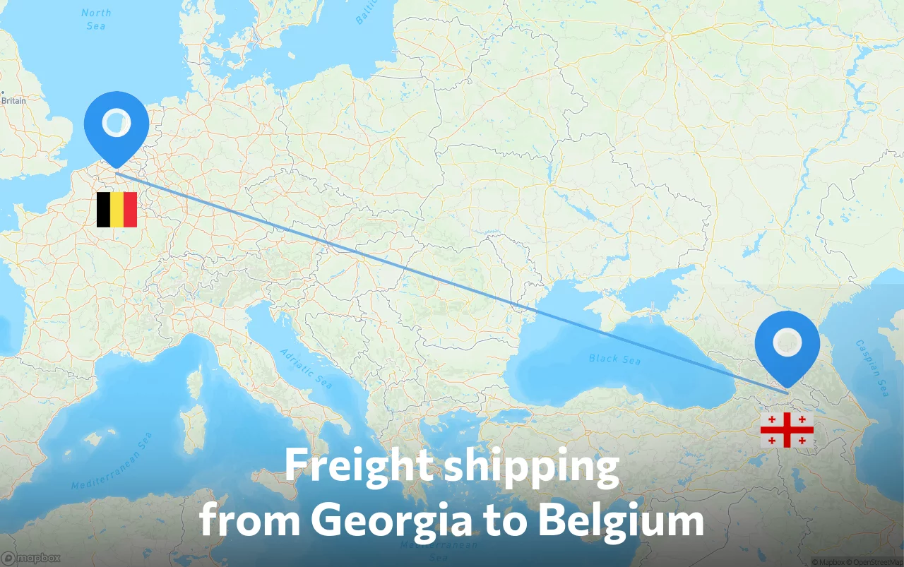 Shipping route from Georgia to Belgium