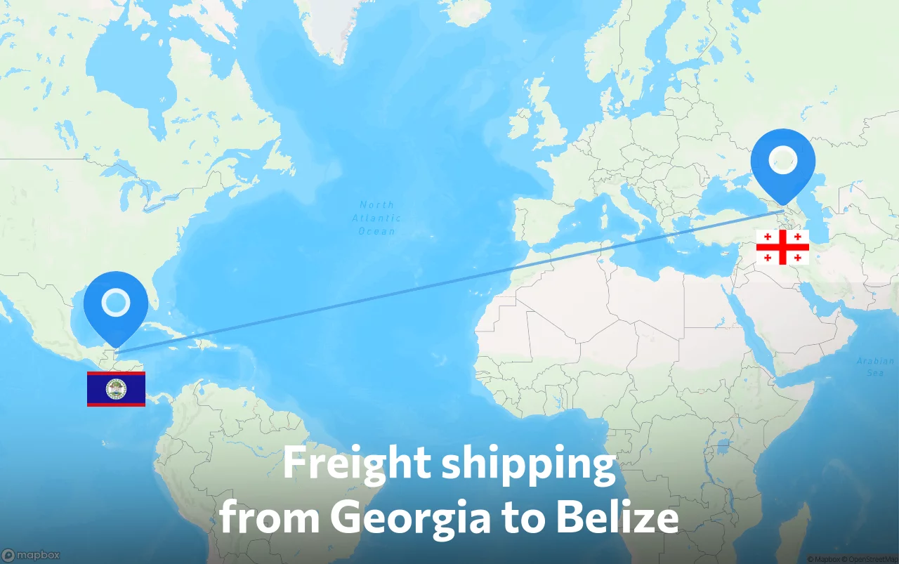 Shipping route from Georgia to Belize