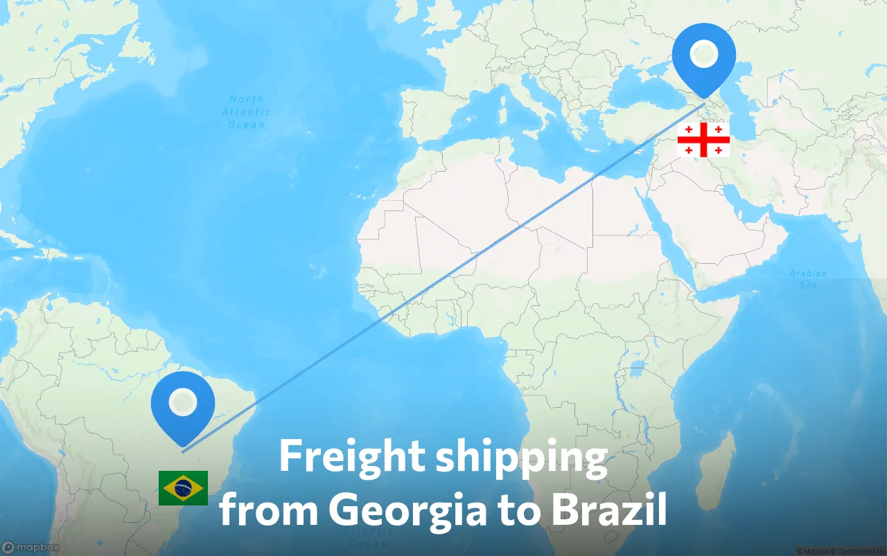 Shipping route from Georgia to Brazil