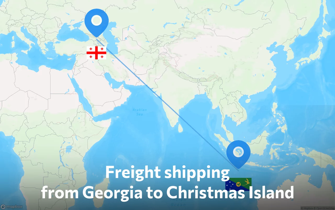 Shipping route from Georgia to Christmas Island