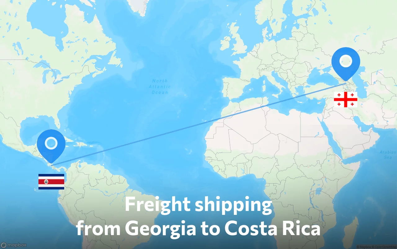 Shipping route from Georgia to Costa Rica