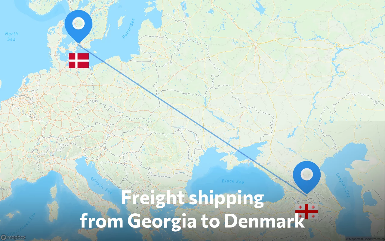 Shipping route from Georgia to Denmark