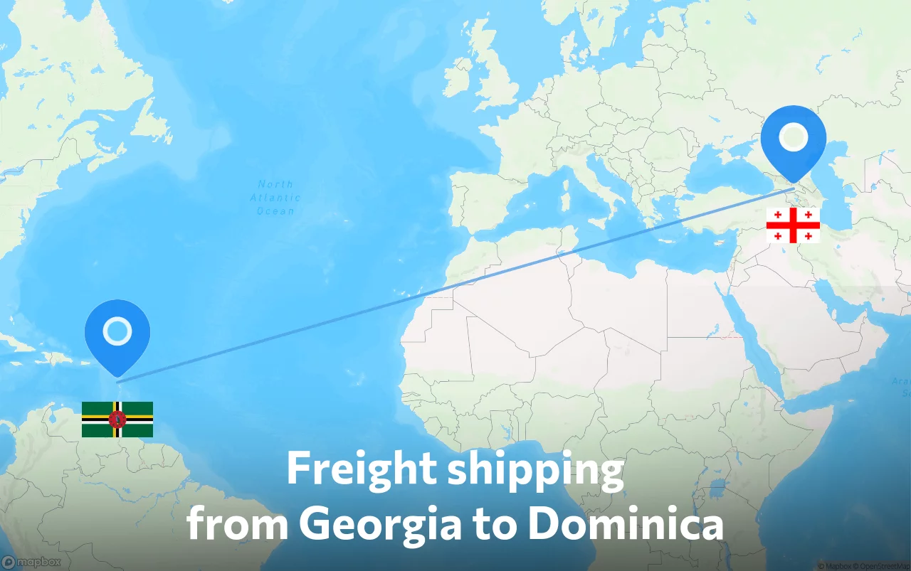 Shipping route from Georgia to Dominica