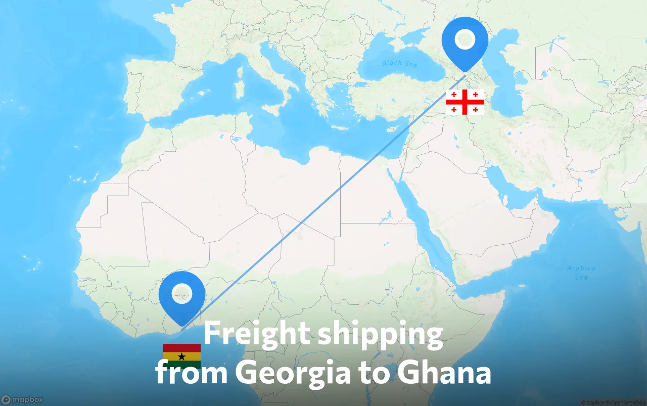 Shipping route from Georgia to Ghana