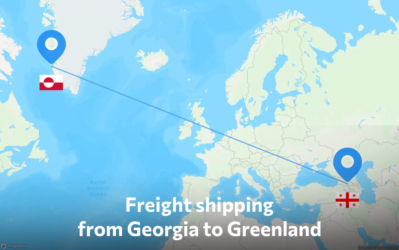 Shipping route from Georgia to Greenland