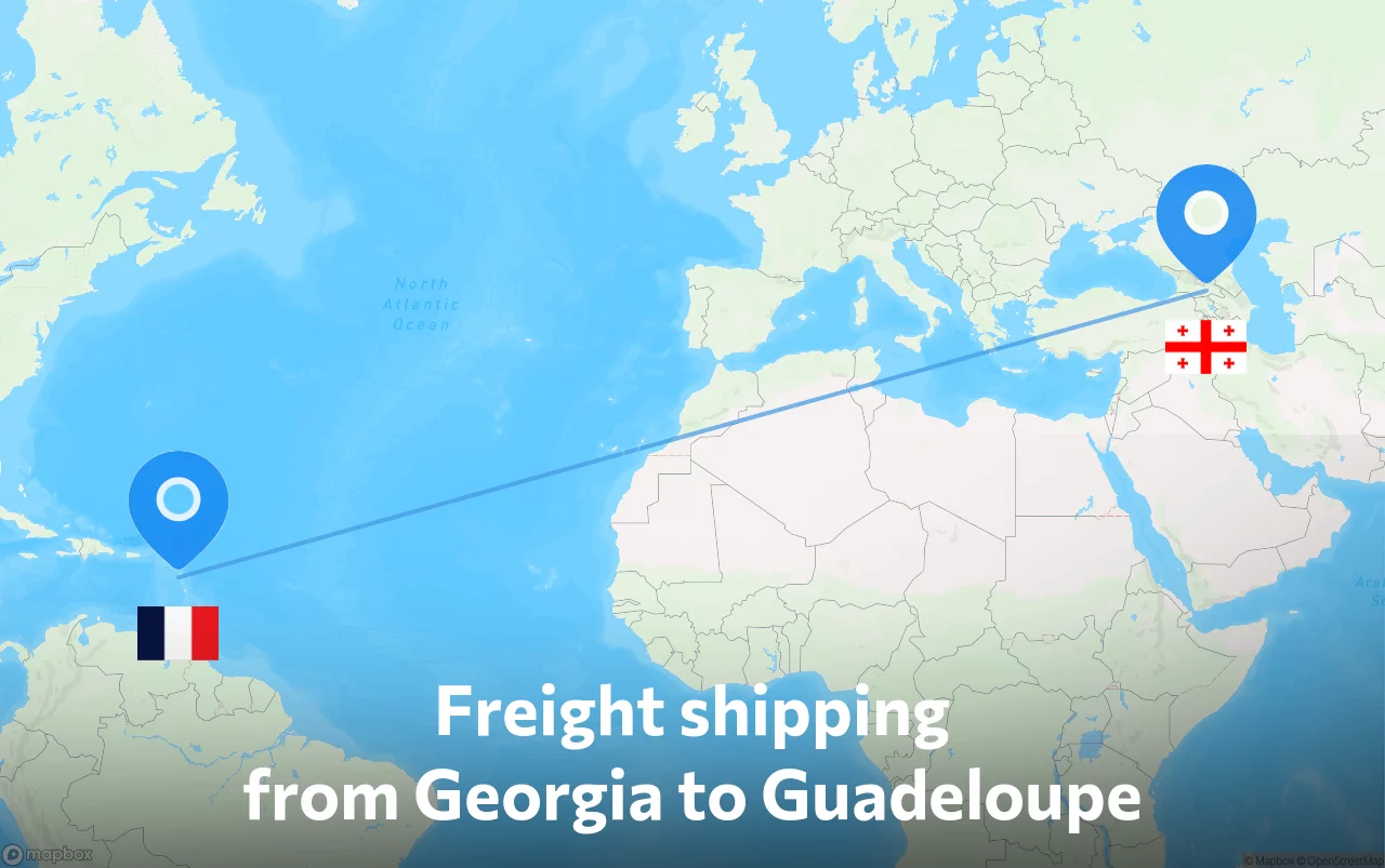 Shipping route from Georgia to Guadeloupe
