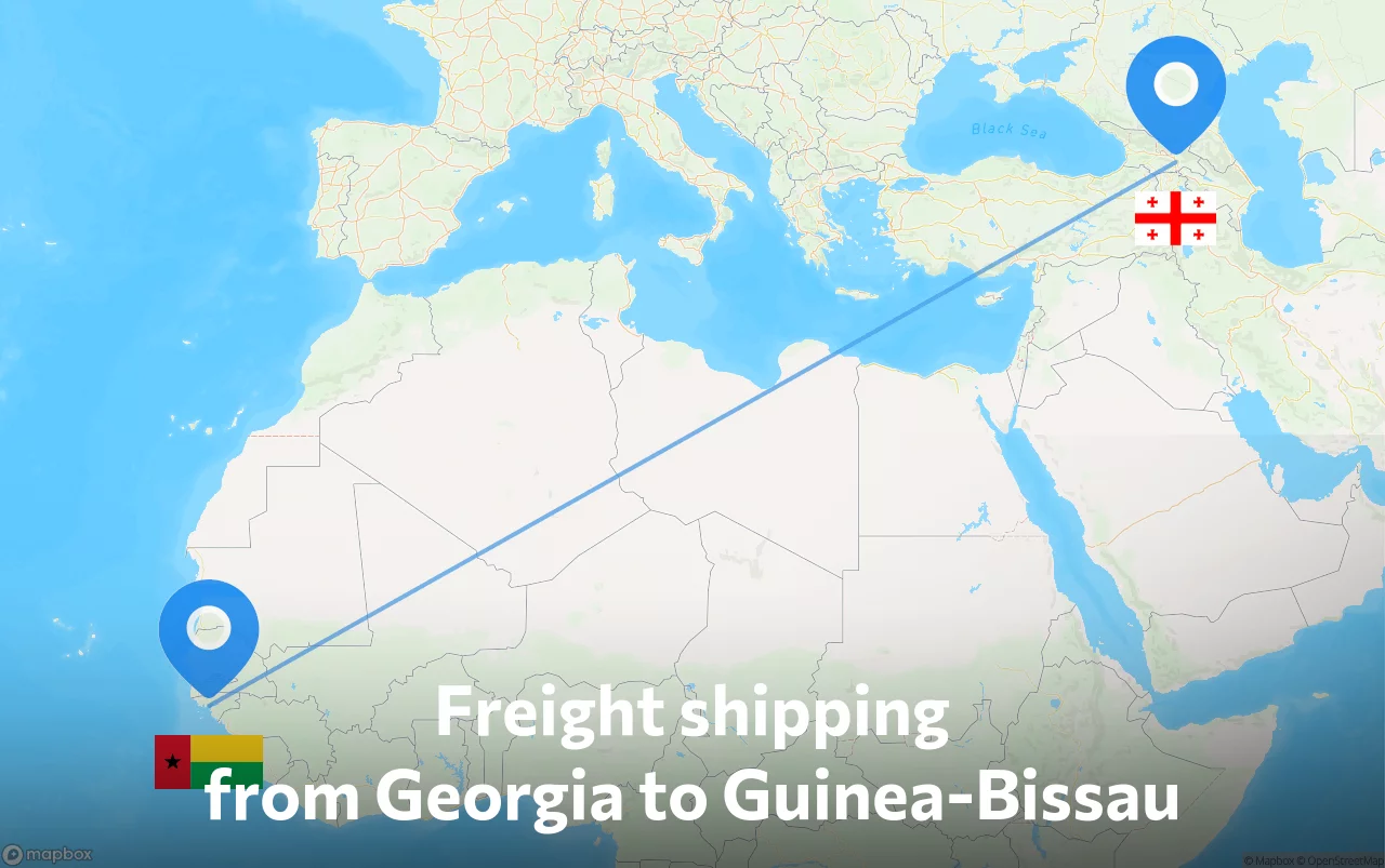 Shipping route from Georgia to Guinea-Bissau