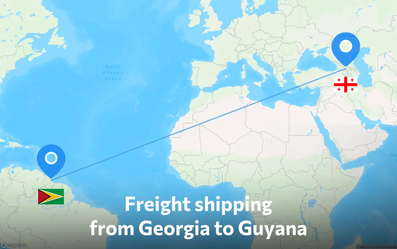 Shipping route from Georgia to Guyana