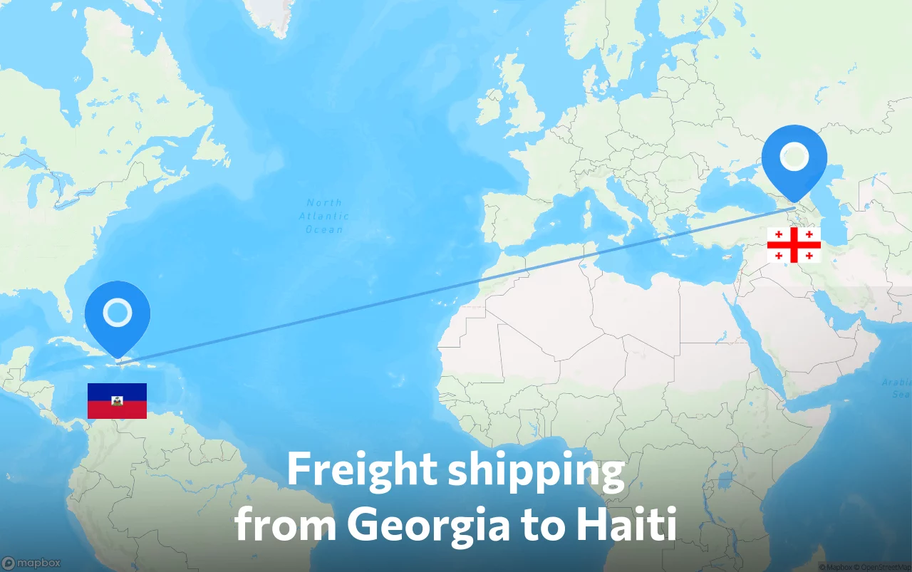 Shipping route from Georgia to Haiti