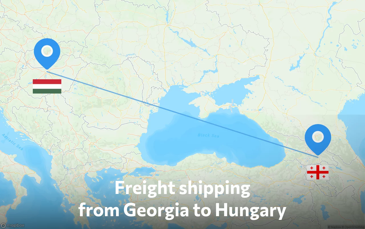Shipping route from Georgia to Hungary
