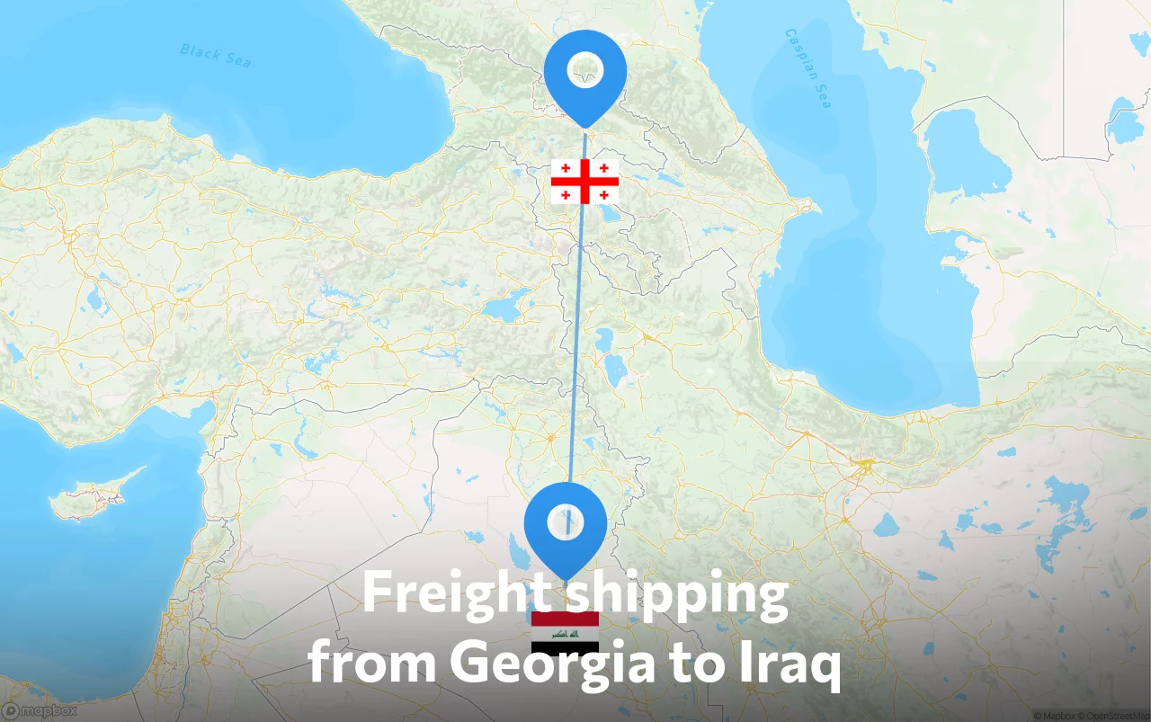 Shipping route from Georgia to Iraq