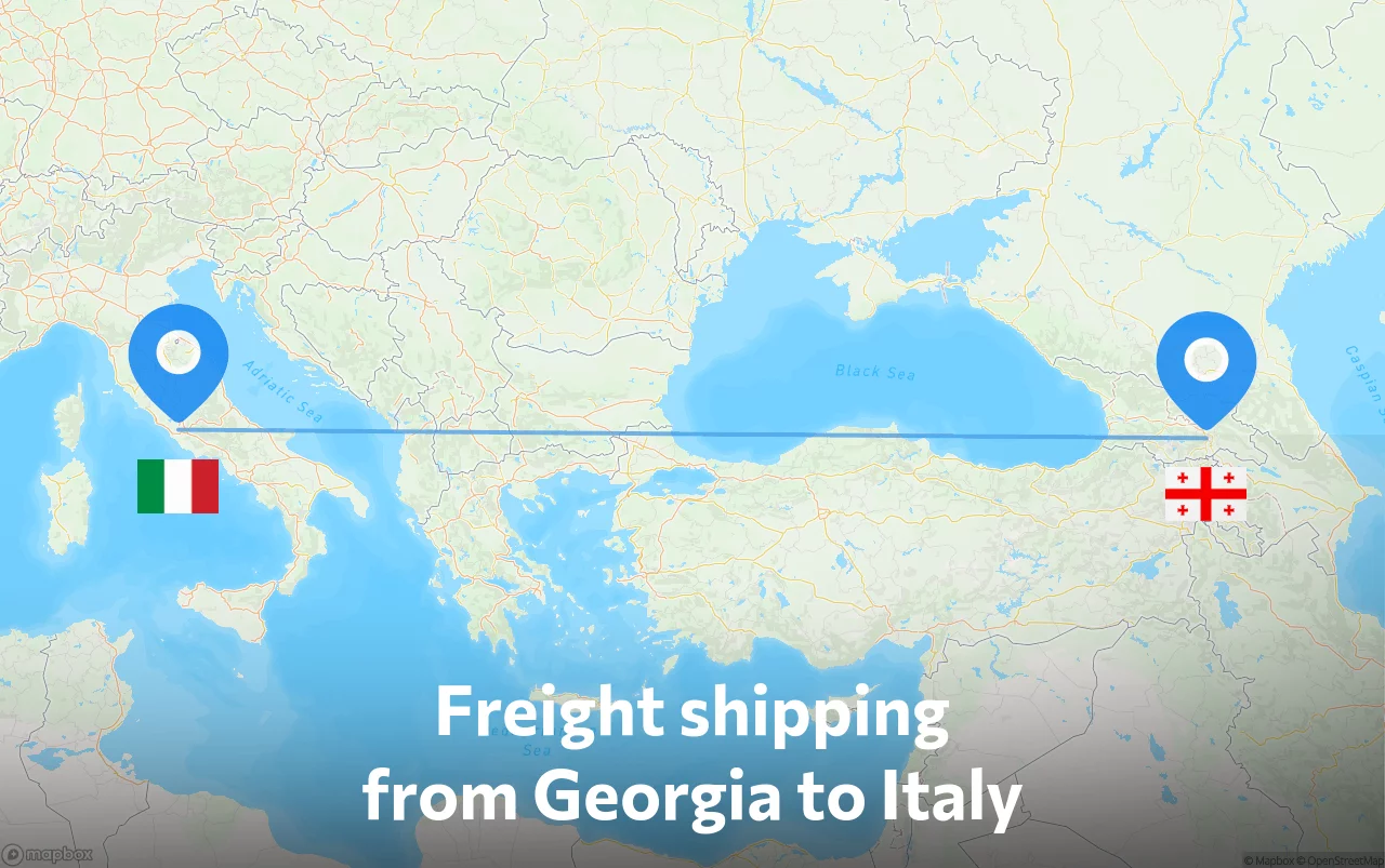 Shipping route from Georgia to Italy