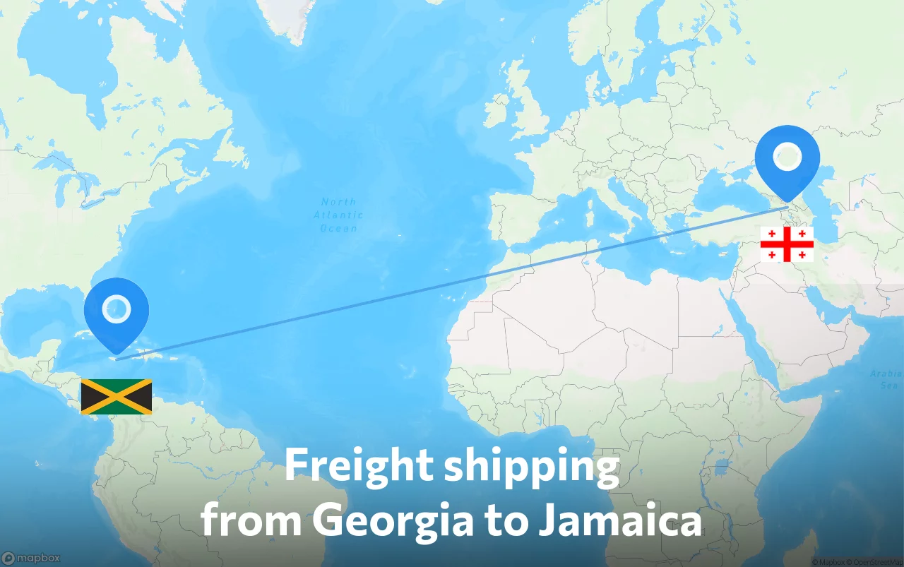 Shipping route from Georgia to Jamaica
