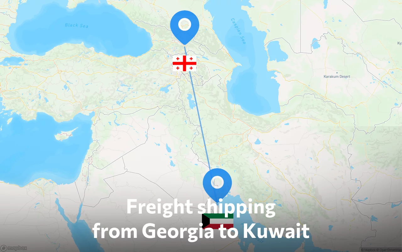 Shipping route from Georgia to Kuwait